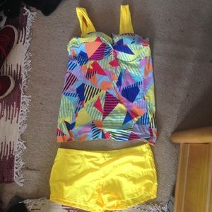 Two Piece Plus Size Yellow Swim Suit